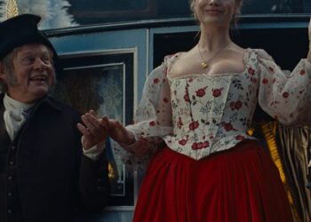 Martin Clunes leads the British and Irish TV stars stealing the spotlight from the Hollywood heavyweights in Wuthering Heights (Martin pictured as Mr. Earnshaw with Margot Robbie)