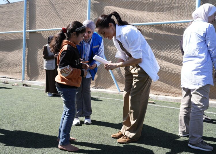 The Duchess of Sussex during a visit to the QuestScope Youth Center at the Za'atari refugee camp, home to displaced Syrians, near Mafraq in northern Jordan. Picture date: Wednesday February 25, 2026.