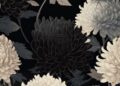 Black and white floral wallpaper