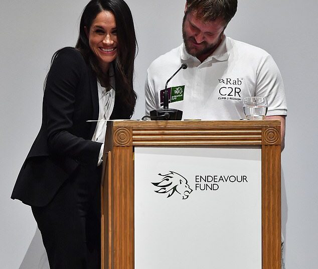 At the esteemed 2018 Endeavour Fund Awards, Meghan's vital appearance was almost thrown into complete disarray when she 'fluffed' her lines onstage. However, the Duchess-to-be (pictured with previous winner Neil Heritage) handled it like a true professional