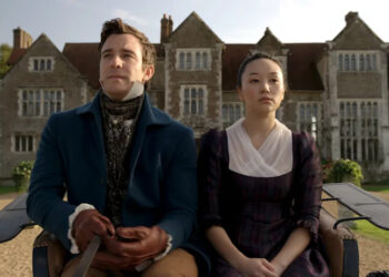 Benedict and Sophie in a carriage side by side in Bridgerton Season 4, episode 3.