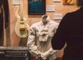 Prince's famous ruffled shirt on display at the Folk American Roots Hall of Fame.