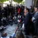 Los Angeles County District Attorney Nathan Hochman speaking with reporters after Nick Reiner's arraignment outside of a Los Angeles courthouse on Monday.