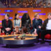 (Left to right) Taylor Swift, Cillian Murphy, Greta Lee, Jodie Turner-Smith, Domhnall Gleeson and Lewis Capaldi on the Graham Norton Show last year where the ‘Opalite’ music video that was apparently conceived on the red couch. File picture: Matt Crossick/PA Media Assignments/PA