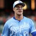 May 2, 2025; Baltimore, Maryland, USA; Kansas City Royals first baseman Mark Canha (21) looks on before a game against the Baltimore Orioles at Oriole Park at Camden Yards. Mandatory Credit: Daniel Kucin Jr.-Imagn Images