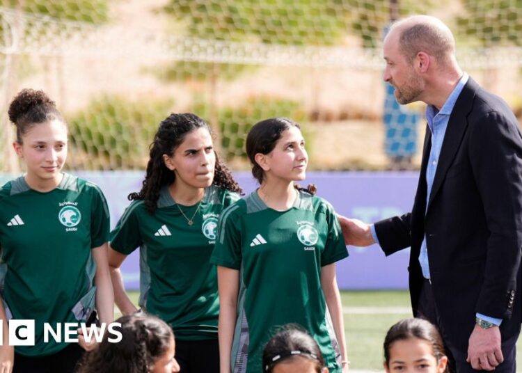 Prince William meets female footballers on Saudi Arabia visit