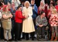 The Queen, 78, paid a visit to Bath's historic Theatre Royal where she watched part of the technical rehearsal for the community production of David Copperfield