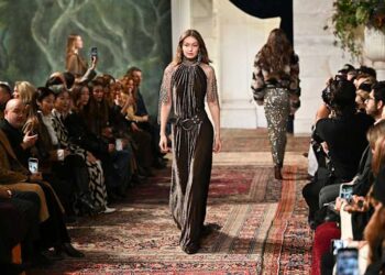 Ralph Lauren's fall 2026 collection a mix of romantic adventure with metallic flair