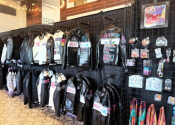 A pop-up NFL Shop selling Super Bowl LX merchandise, photographed Feb. 3, 2026, is open at San Pedro Square in downtown San Jose. (Sal Pizarro/Bay Area News Group)