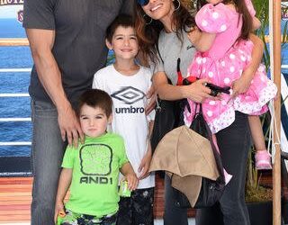 Steve Howey, Sarah Shahi, daughter Violet Moon Howey and sons William Wolf Howey and Knox Blue Howey attend the Premiere of 'Hotel Transylvania 3: Summer Vacation' on June 30, 2018 in Westwood, California. Axelle/Bauer-Griffin/FilmMagic