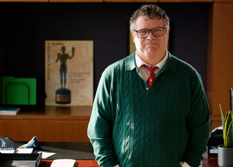 SAG-AFTRA president Sean Astin poses for a portrait at his office in Los Angeles on Dec. 19, 2025. (AP Photo/Chris Pizzello)