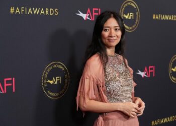 FILE - Director Chloe Zhao arrives at the AFI Awards at the Four Seasons in Los Angeles, Friday, Jan. 9, 2026. (AP Photo/Chris Pizzello)