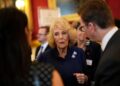 Queen Camilla attends a reception following the presentation of the Queen Elizabeth Prizes for Education at St. James's Palace in London on February 24, 2026 (Aaron Chown/PA Images/Alamy)