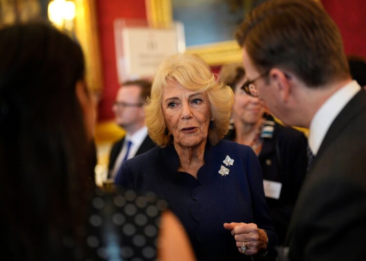Queen Camilla attends a reception following the presentation of the Queen Elizabeth Prizes for Education at St. James's Palace in London on February 24, 2026 (Aaron Chown/PA Images/Alamy)