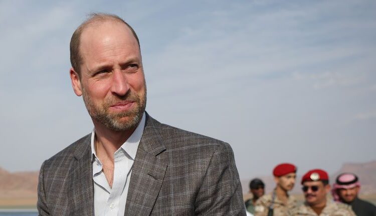 Prince William boards a plane to leave Saudi Arabia. Pic: PA