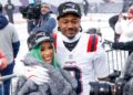 Cardi B and Stefon Diggs celebrate after the AFC Championship game against the Denver Broncos on Saturday, January 25, in Denver, Colorado.
