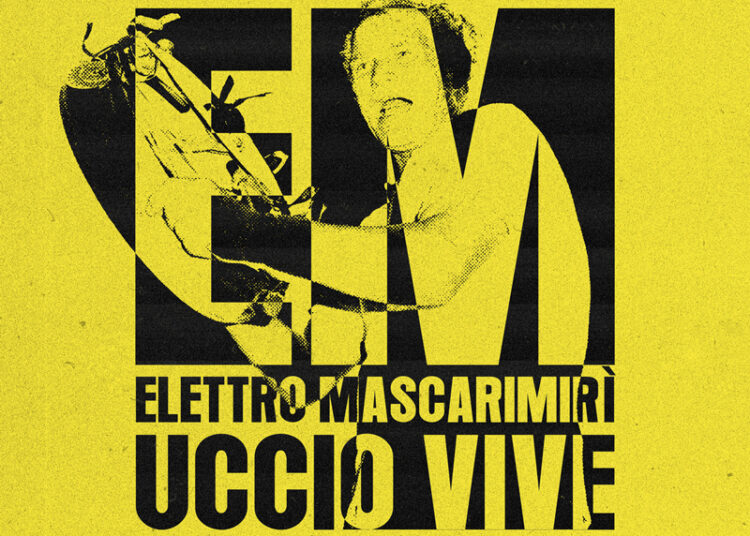 Uccio Vive by Elettro Mascarimirì cover artwork. A yellow cover with an illustration of a man.
