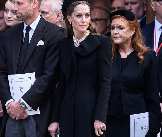 In his new book Entitled, author Andrew Lownie highlighted that William and Kate always appeared to have chilled relations to the ex Duke and Duchess of York, going so far as to exclude Sarah from their wedding invite list in 2011; after it emerged that she seemingly accepted cash for access to her ex-husband. William, Kate and Sarah pictured at the Duchess of Kent's funeral