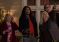THE 'BURBS -- Pictured: (l-r) Julia Duffy as Lynn, Keke Palmer as Samira, Paula Pell as Dana, Mark Proksch as Tod -- (Photo by: Elizabeth Morris/PEACOCK)