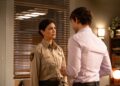 Morena Baccarin as Sheriff Mickey Fox and Christopher Gorham as Travis Fraley — 'Sheriff Country' Season 1 Episode 9