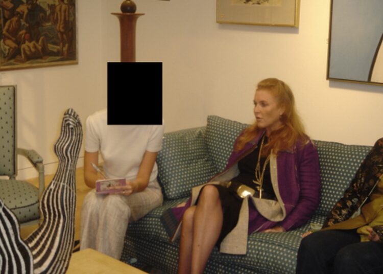Handout photo of Sarah Ferguson (centre) released in the latest tranche of the Epstein files