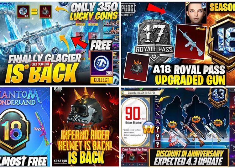 A18 ROYAL PASS FULL LOOK😍| 4.3 NEW MYTHIC FORGE DISCOUNT OFFER🔥| GET FREE M416 GLACIER IN COIN🤯PUBGM