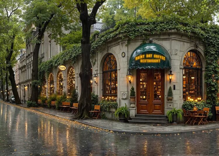 Spring Rainy Day Jazz in a Cozy European Street Café 🌧️Smooth Jazz Playlist for Focus & Relaxation ☕