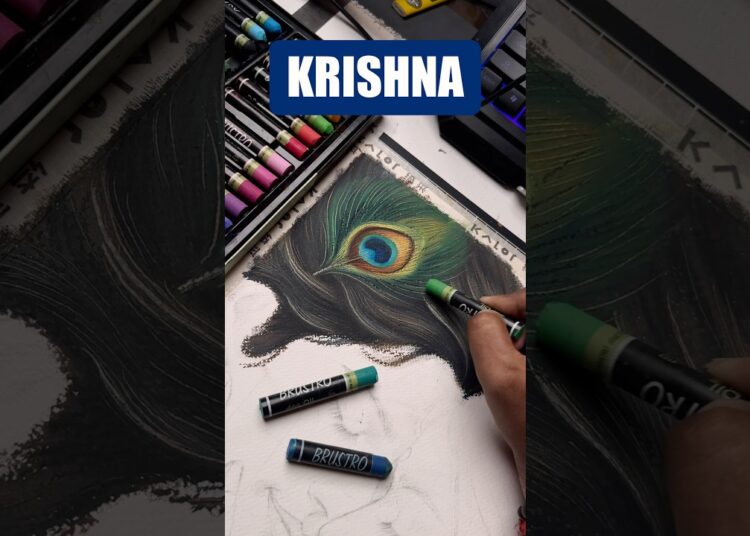 hairs Drawing With Oil pastel, Krishna Drawing #shorts #art #drawing #krishna