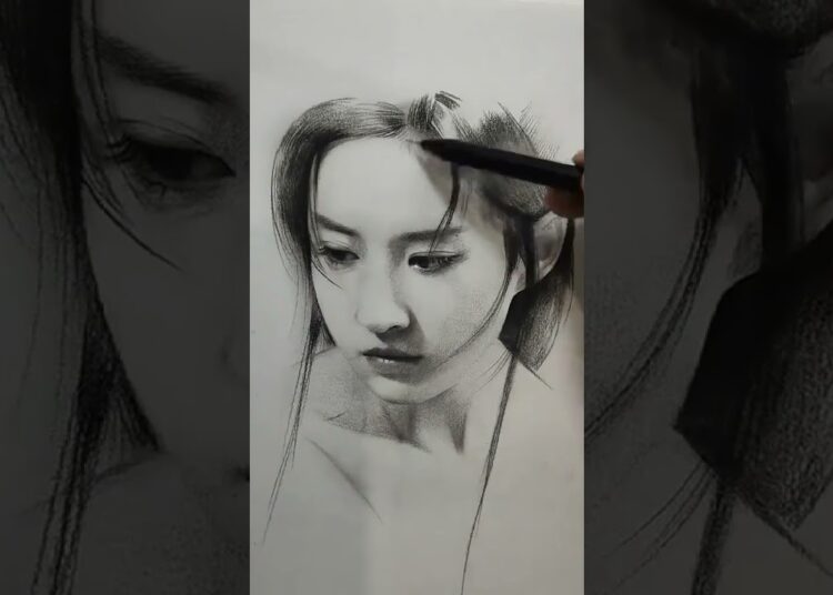 Realistic female fave drawing #art #artist #shorts
