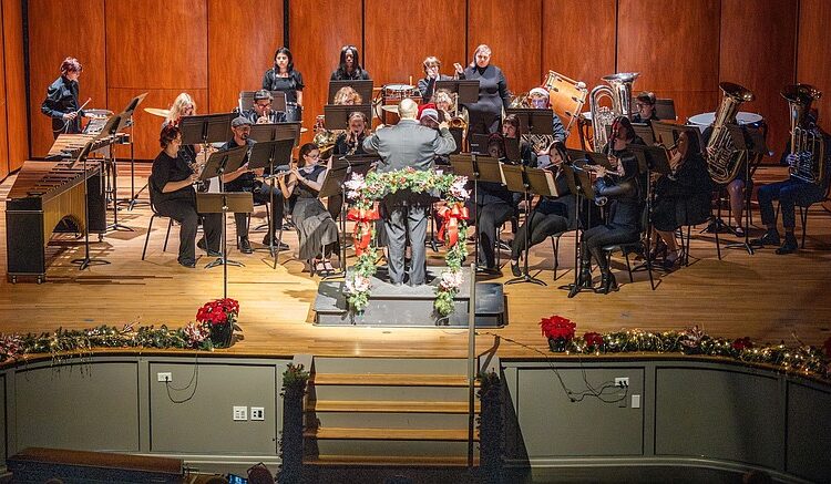 The Lyon College Symphonic Wind Ensemble performs during a concert in December 2025. 
(Special to the Democrat-Gazette)