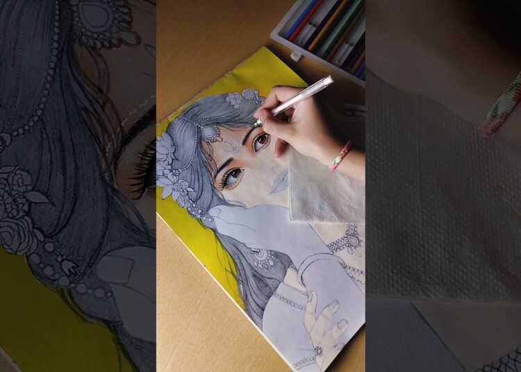 beautiful eyes😍👀 |@artist.shivani09 #shorts #youtubeshorts #new #drawing #eyes #eyedrawing#radha