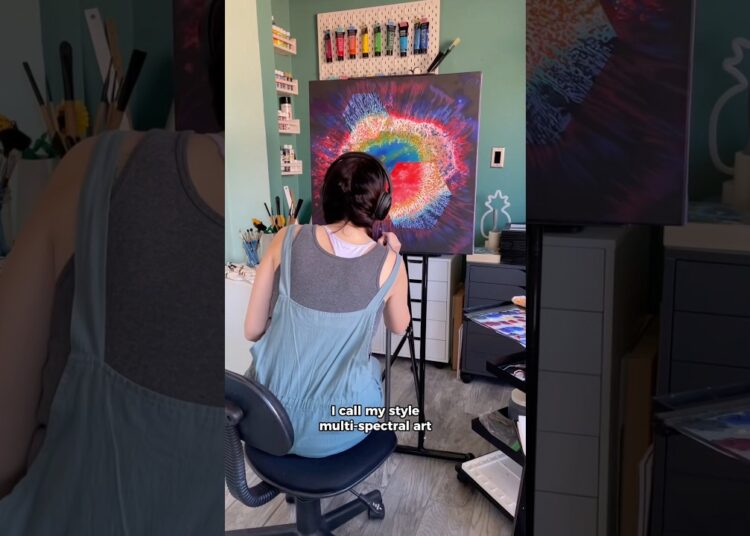 Lots of tape, dry time, & care goes into my space art 🤩 #scienceart #astrophysics #oilpainting