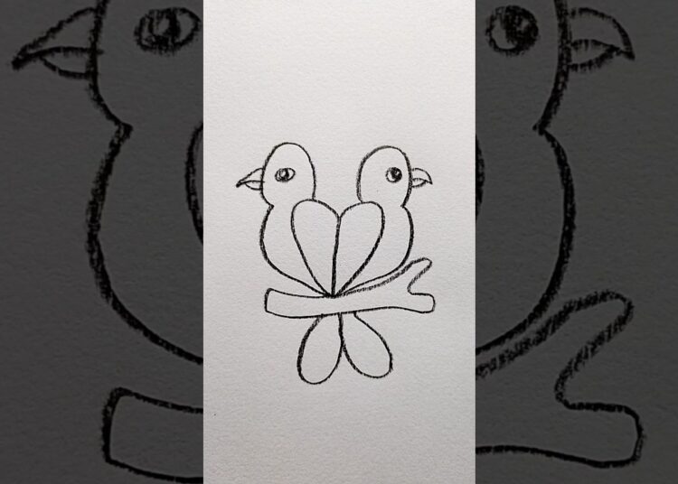 How to draw birds from heart shape ❤️🐦 #art​ #drawing​ #artist​ #artwork​