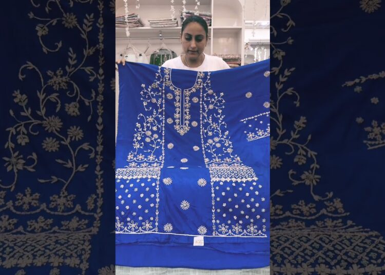 Pure Silk Stuff, Royal blue colour Heavy  Hand Work #royal #collection #rajpura #boutique #fashion