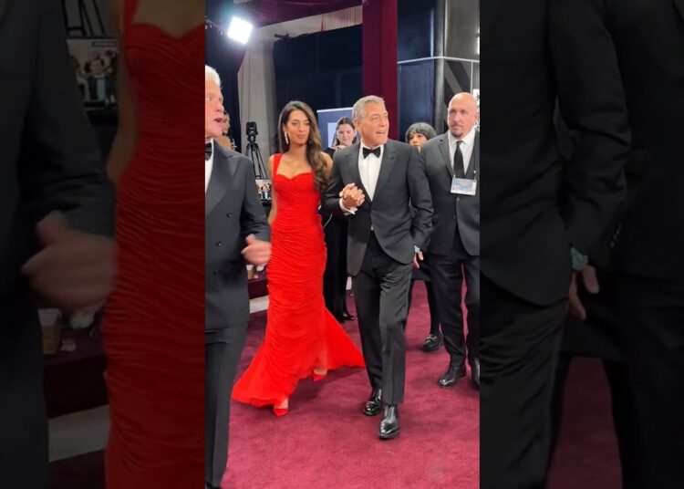 🌟 George & Amal in red an black dress ❣️#celebrity #georgeclooney #shorts