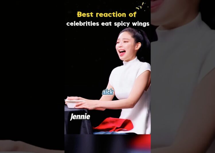Best reaction of celebrities eat spicy wings 😂❤️ #celebrity #funny #shorts