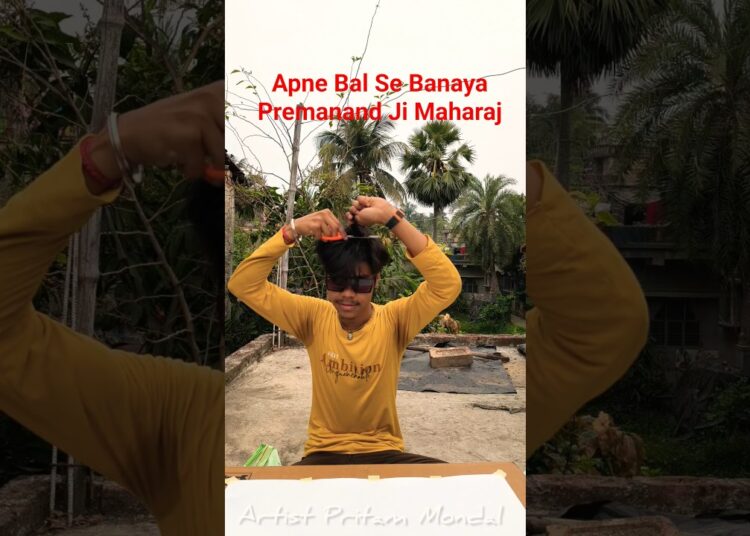 Premanand Ji Maharaj Drawing with My Hair! 😱✍️…. #shorts #art #shortsfeed #premanandjimaharaj