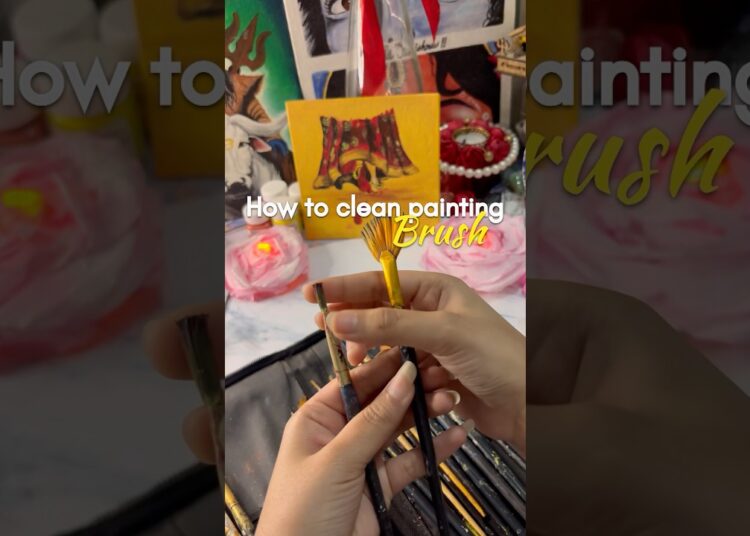 How to clean painting brush 🖌️#artist#brush#brushpainting#art#shorts#reels#trending#acrylic