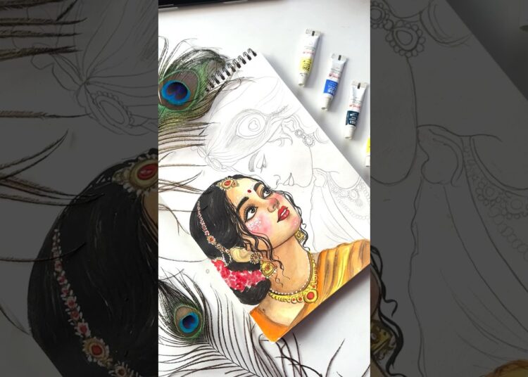 Cute 🥰 Radha Krishna drawing ✨#art #radhakrishna #ytshorts #youtubeshorts #radha