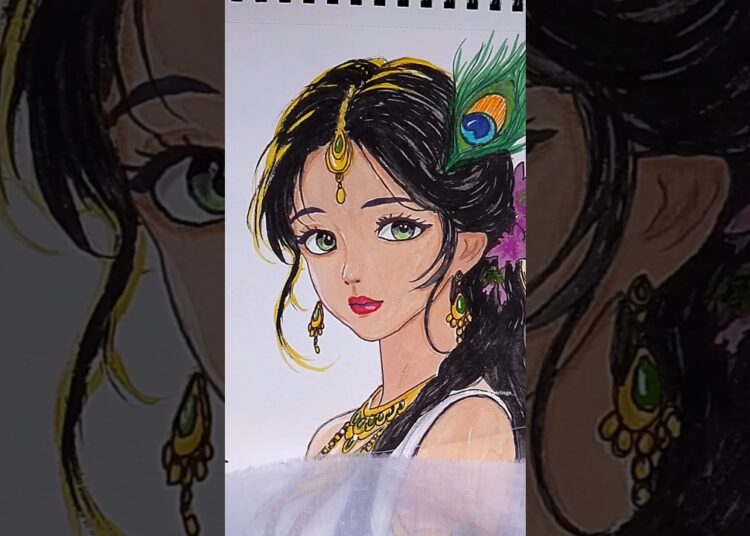 Radharani drawing🙏🏻💝🥰#art #drawing #radha #shorts #painting #viral