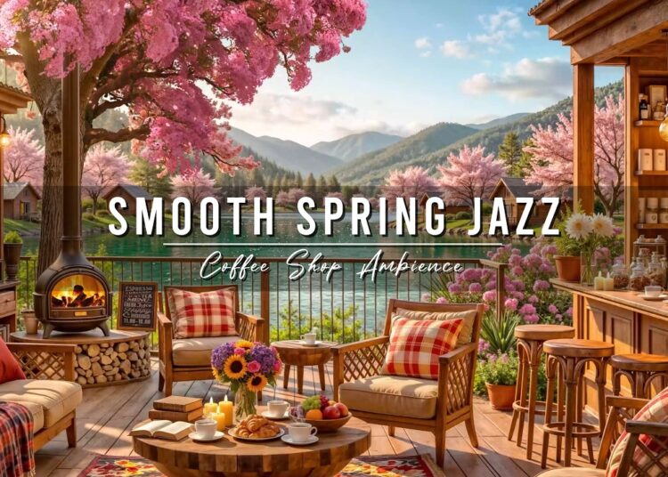 Smooth Spring Jazz in Lakeside 🌸 Cozy Coffee Shop Ambience & Jazz Relaxing Music for Studying, Work
