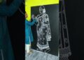 How to Draw a Beautiful Traditional Indian Lady with Parrot | Chalk Art on Blackboard #shorts #art