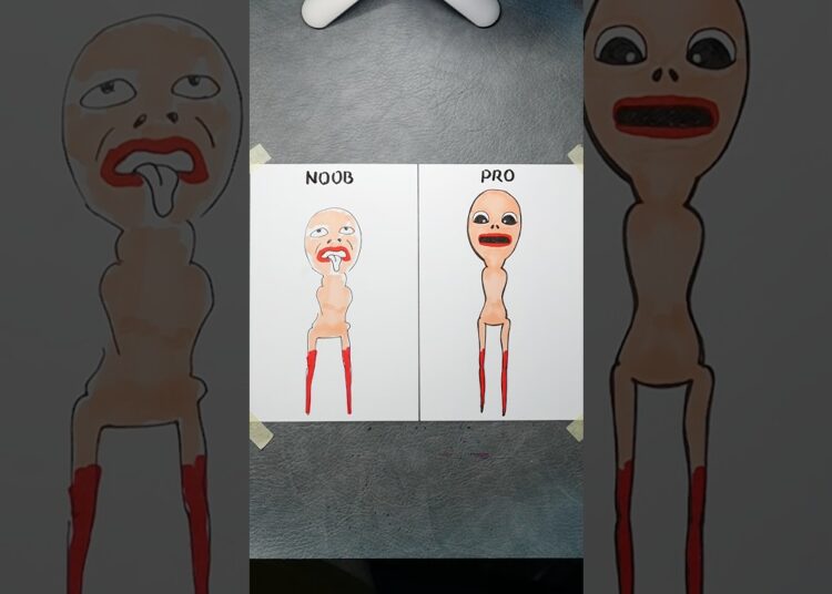 Drawing Pink Man Trevor Henderson NOOB vs PRO ARTIST #drawingtutorial #art #beginnerarttips