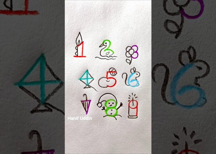 number drawing (1 to 9) #drawing  #easynumberdrawing #artist #artwork #draw #art