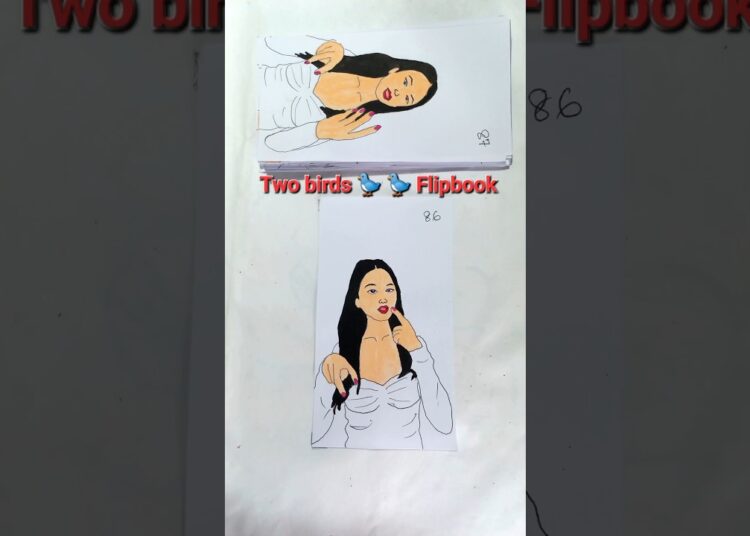Two birds on Wire 🐦😢 | Artist Version Flipbook  #shorts #flipbook #art #twobirds #signlanguage #asl