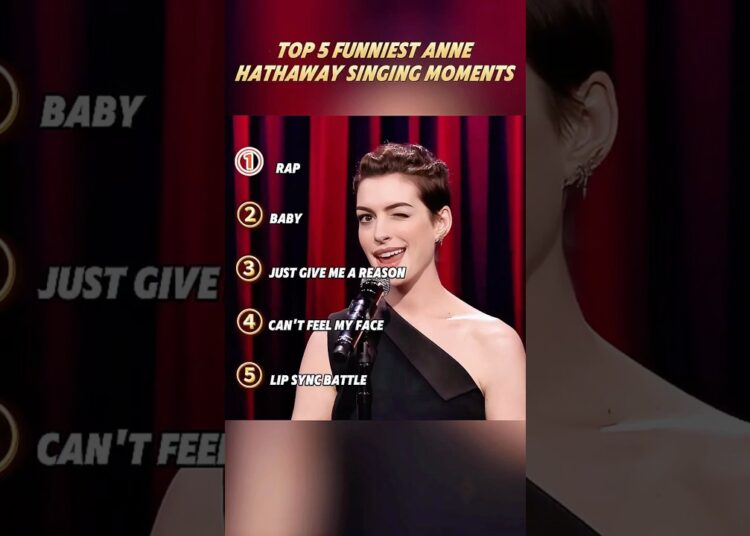Top 5 Funniest Anne Hathaway Singing Moments#trending #celebrity #usa #youtube #ytshorts