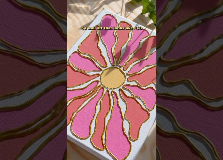 DIY Textured Flower Canvas Art | Wall Decor Under $5