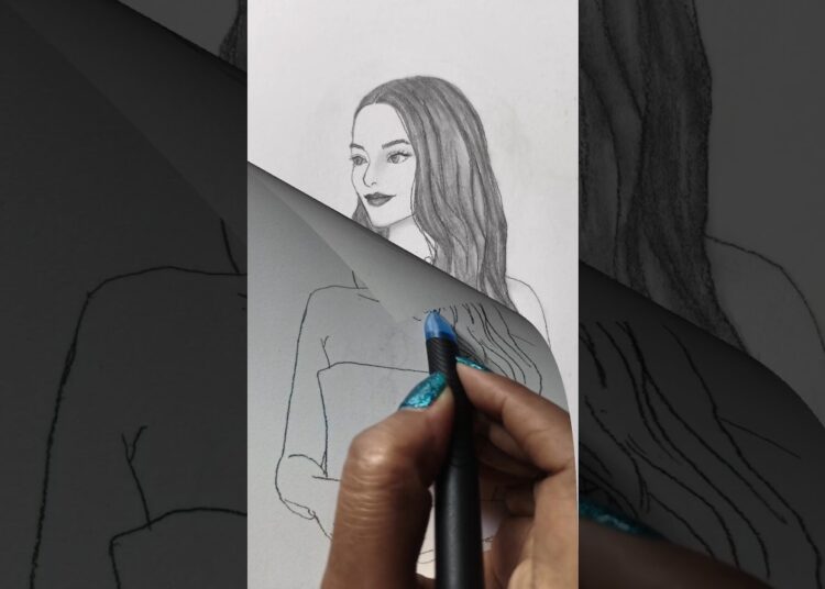 Long hair Girl Drawing 🩷#ytshorts #artist