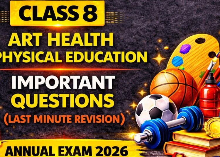 Class 8 Art Health Physical Education Annual exam 2026 Important Questions|Class 8 Art Health Answer