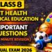 Class 8 Art Health Physical Education Annual exam 2026 Important Questions|Class 8 Art Health Answer